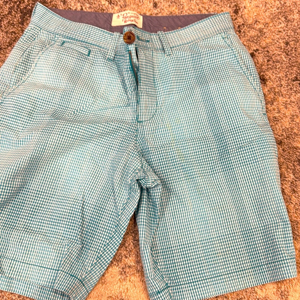 Men’s penguin checkered blue and white  shorts size 30